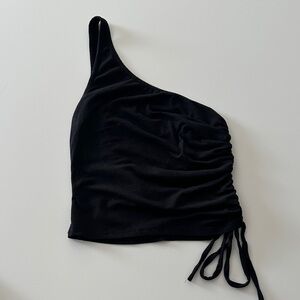 Forever 21 Black Asymmetrical Ruched Top